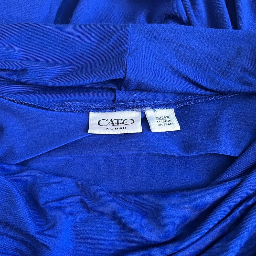 Cato 18/20W Blue Cowl Neck Long Sleeve Top - Picture 3 of 5
